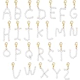 PH PandaHall 26pcs A~Z Pendants Imitated Pearl Charms Alphabet Letter Charms with Golden Alloy Lobster Claw Clasps for Jewelry Bracelet Necklace Making Shoes Deco DIY Crafting, 35~52mm