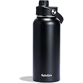 HydroQuin 32oz Water Bottle with Comfort Grip Handle, Gym Water Bottle, Insulated Steel Water Bottle with Wide Mouth, No Straw