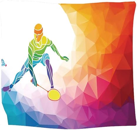 Amazon Co Jp 壁掛け布 伝統工芸 多機能装飾用品ビーチタオル太陽 タペストリー 布 おしゃれ 壁飾り 多機能 布ポスター パーティー お店 部屋 窓 個性ギフト 祝い 110x90 Cmプリズムとバドミントン選手のカラフルなアートイラスト ホーム キッチン