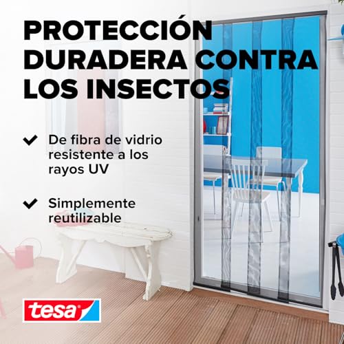 Insect Stop Cortinas STANDARD para Puertas, Mosquitera de 4 Piezas con Cinta Adhesiva de Gancho y Bucle, Sin Necesidad de Taladrar, Blanca, 95 cm x 220 cm