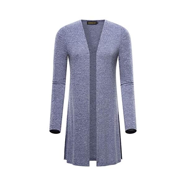 Comfy Cardigans for Women - Essential Solid Open Front Long-Line Long Sleeve Knited Lightweight Soft Cardigan(Blue L)