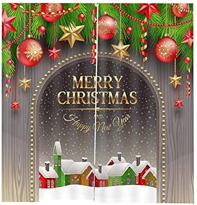 Augneveres Christmas Curtains, Xmas Winter Season Theme Christmas Decoration Curtains For Living Room Bedroom Kitchen Window Drapes