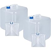 UMETASS 2 Pack Collapsible Water Container with Spigot, Foldable Cube Water Jugs Portable Water Storage for Outdoors Camping Hiking Disaster Preparedness & Survival Gear 1.4/2.6/4/5.3 Gallon