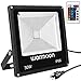 Warmoon RGB LED Flood Lights 30W Outdoor Dimmable 16 Colors Changing Waterproof LED Security Wall Washer Light with Remote Control US 3-Plug for Garages, Warehouses, Backyards, Parking Lots