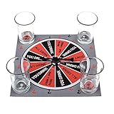 Kloud City 1 Playing Board with Spinner and 4 Shot Glasses Assorted Drinking Game Set , Shot Glass Roulette