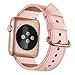 Leather Band for Apple Watch 38mm 40mm,iwatch Series 4 3 2 1 Pink Replacement Strap with Rose Gold Stainless Steel Buckle Clasp