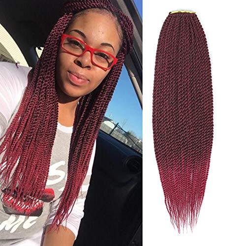 Befunny 8Packs 18" Senegalese Twist Crochet Hair Red Small Pre Looped