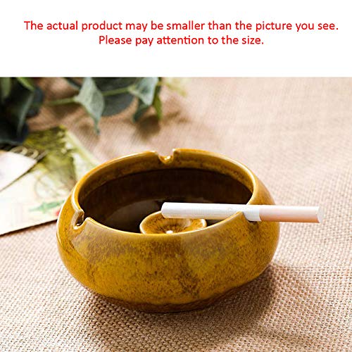 Lependor Ceramic Ashtray with Lids, Windproof, Cigarette Ashtray for Indoor or Outdoor Use,Ash Holder for Smokers,Desktop Smoking Ash Tray for Home Office Decoration - Yellow