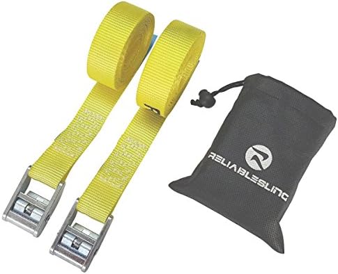 Reliablesling 8' x 1" Ratchet Tie Down Lashing Strap with Buckle Good for Roof-top Tie Downs with Kayaks, Canoes, Carriers and Other Roof Mounted Luggage , 2 Pack