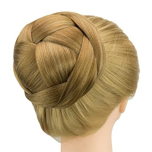 IMISSU Large Size Dancer Braided Chignon Hair Cover Donut Hairpieces Scrunchie Hair Bun Wig Updo on Wedding Party (M4 Mix Copper)