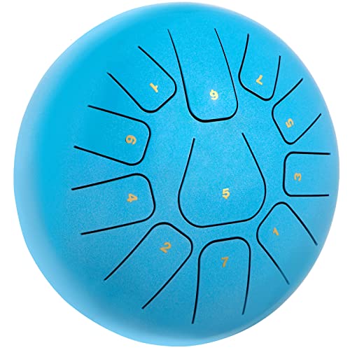 Happybuy Steel Tongue Drum 11 Notes 8 Inches Dia Tongue Drum Sky Blue