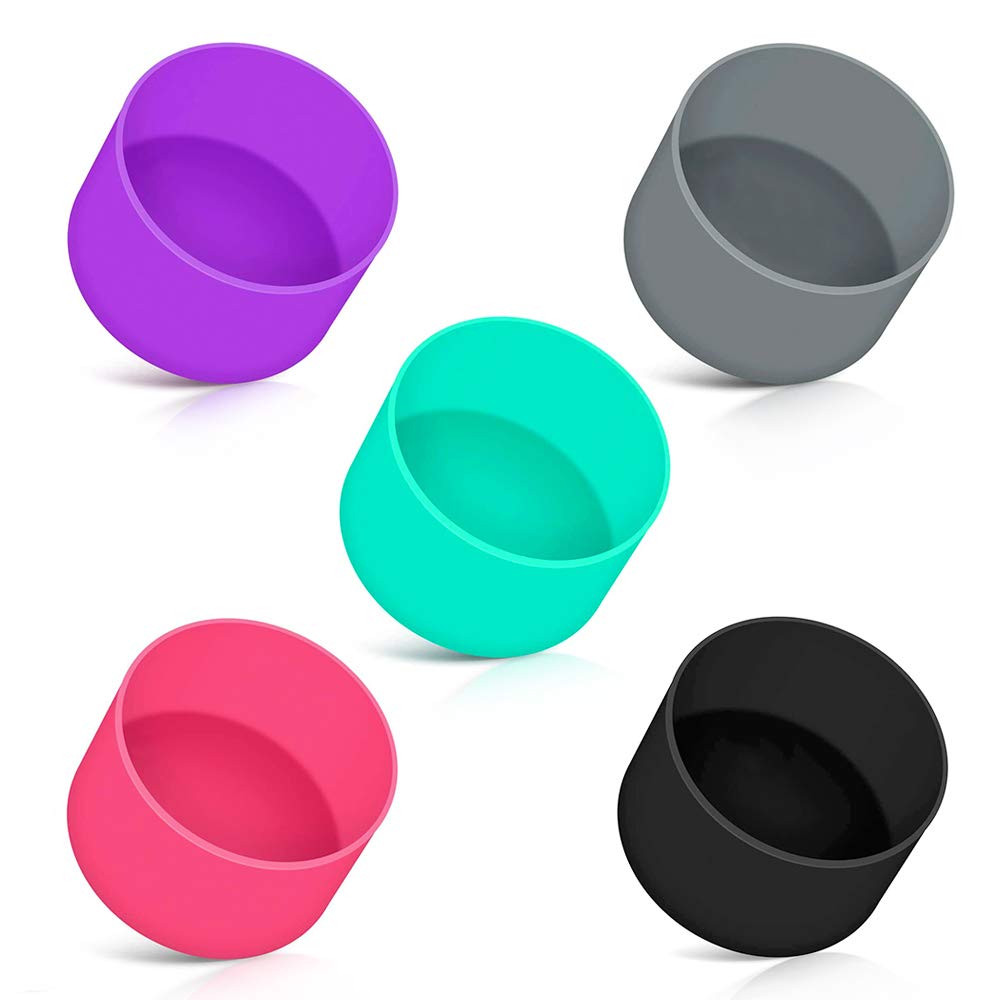 Juliyeh 5 Pieces Protective Silicone Boot Anti-Slip Bottom Sleeve Cover Silicone Flex Boot for Sports Water Bottles for 12oz-24oz Water Bottles Accessories (5COLOR)