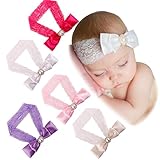 DZT1968® Baby Girl Wide Lace Turban Headband Head Wrap Hair Band With Pearl Bowknot
