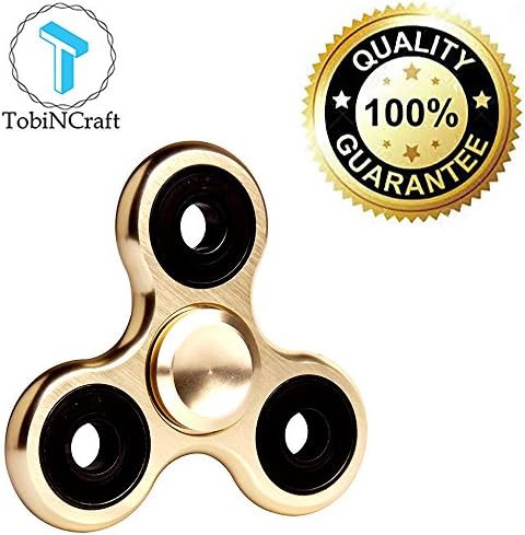 Golden Metal Fidget Spinner - EDC, ADD and ADHD Focus - High Speed - High Resistance And Balance - Perfect For Kids And Adults - Great for Anxiety And Stress Reducer By TobiNCraft