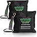 Natural Air Freshener by Drive (Black, 2-Pack) Car Purifier is Certified Moso Active Bamboo Charcoal 220g - Unscented Deodorizer, Drying Bag Removes Allergens & Moisture - Prevents Bacteria, Mildew