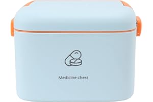 Medical Box, 2 Layers Portable First Aid Box Organizer, Plastic Family Emergency Kit Storage Case with Handle, Detachable Tra
