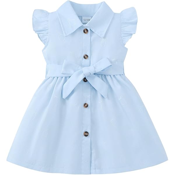 Amazon.com: Girls Short Sleeve Denim Dresses Buttons Down Jeans Baggy Skirt  Kids Girls Summer Casual V Neck Denim (2-A, 3-4 Years): Clothing, Shoes &  Jewelry