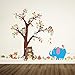 ElecMotive Forest Animal Elephant Monkey Owls Bear Tortoise Koala Tree Nursery Wall Stickers Wall Murals DIY Posters Vinyl Removable Art Wall Decals for Kids Girls Room Decoration (Bear Under Tree)