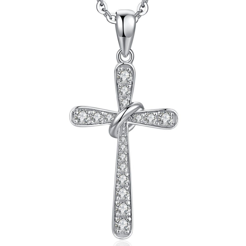 Cross Necklaces Womens Cross Necklace Sterling Silver Infinity Cross Pendant Necklace White Gold Sterling Silver Cross Pendant Necklace Simple Fashion Cross Necklace Silver Necklace