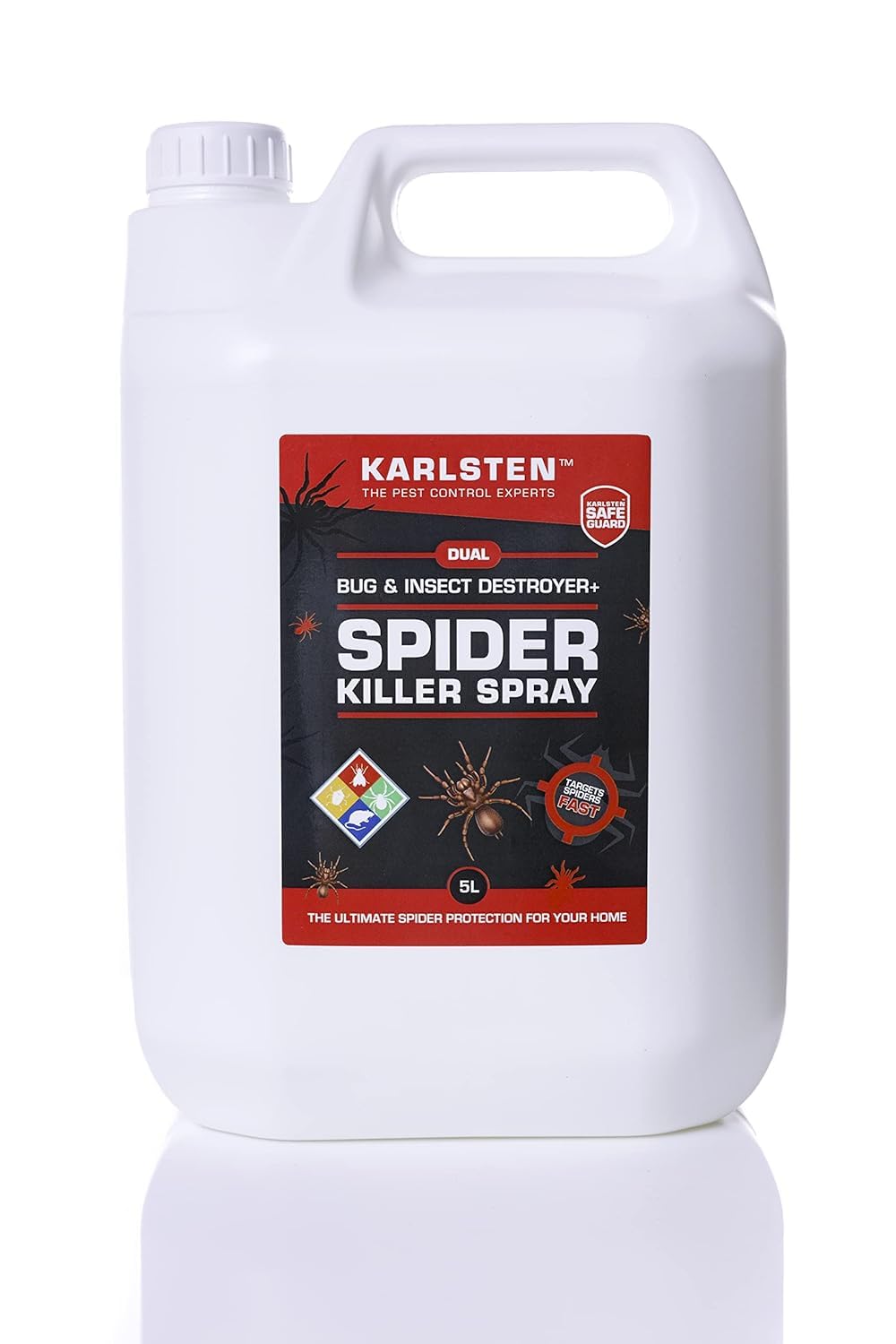 Karlsten Spider Killer 5 Litre - Fast and Effective Spider Killer | Lasts 6 Weeks On Surfaces | Kills All Types of Spiders | Ideal for Indoor and Outdoor Use