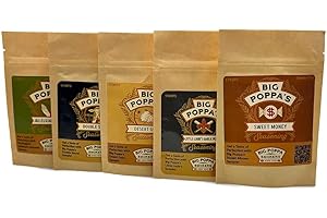 BIG POPPA SMOKERS Big Poppa’s Essentials Sampler BBQ Rub Set – Steak Rub, Sweet BBQ Seasoning, Garlic Salt, Spicy Jalapeño, & Zesty Citrus Herb – 5-Pack Blend Sampler for Grilling, Roasting & Smoking Meat or Veggies