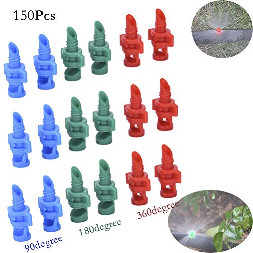 Pannow 150 Pcs Micro Garden Lawn Water Spray, Misting Nozzle Sprinkler Irrigation System (90 Degree,180 Degree,360 Degree) - Thumbnail 4