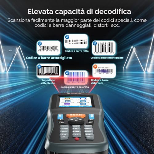 Eyoyo 2D Barcode Reader, Inventory Barcode Scanner Data Collector, 1D QR Wireless Data Terminal Portable Inventory Device with 2.2 Inch TFT Colors LCD Screen for Warehouse Express