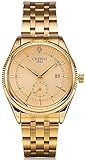 Fanmis Men's Luxury Analog Quartz Gold Watch Business Stainless Steel Band Dress Wrist Watch Classic Calendar Date Window 3ATM Water Resistant