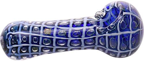 4.75" GLASS SPOON PIPE COTTON CANDY SWIRL DESIGN WITH BULB HANDLE - BLUE