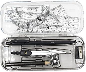 Facebecd 8 Pieces Stainless Mental Geometry Compass Set &amp; Geometry Kit for Students with Carrying Case