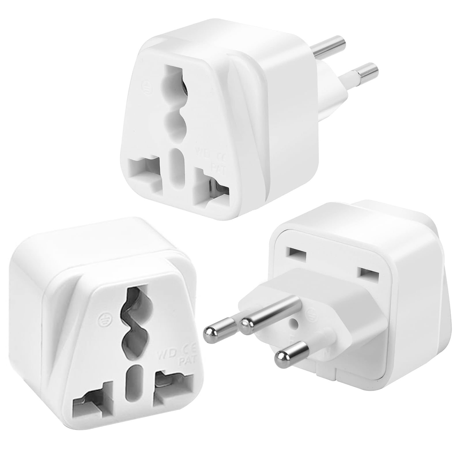 3-Pack UK to Switzerland Plug Adapters, Switzerland Swiss Plug Adaptor, Swiss Travel Adapter 3 Pin Grounded International Universal for Swiss, Jordan, Liechtenstein, Madagascar, Rwanda (Type J-White)