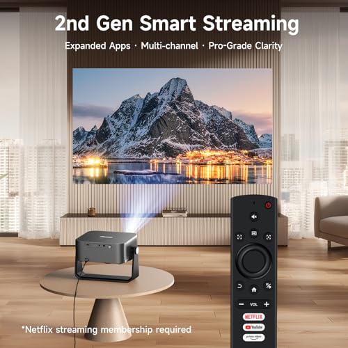 4K Outdoor Projector, 2500 ANSI with Auto Focus & Keystone, Built-in Apps | Built-in YouTube/PrimeVideo, Smart Projector with 20W Dolby Audio, HDR10+, AirPlay, WiFi & Bluetooth, Stand for Home Theater