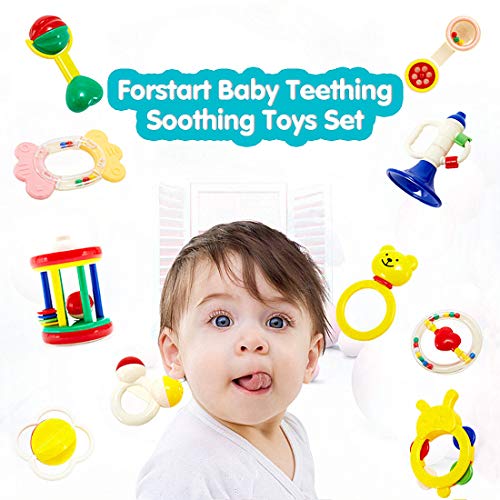 10pcs Baby Rattles Teether, Infants Teething Toys, Ball Shaker, Grab, Spin, Musical Sounds Play Set for 1, 2, 3, 4, 5, 6, 7, 8, 9, 11, 12, 18 Month Year Olds Newborn, Boy, Girl, Kids - Thumbnail 7