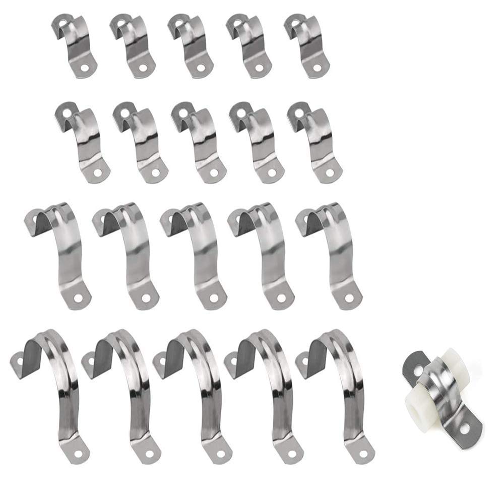 304 Stainless Steel U Shaped Pipe Straps - 16, 20, 32, 50mm Saddle Clips - 20 Pcs
