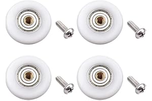 YUANQIAN Set of 4pcs 19mm Stainless Steel Shower Door Wheels Rollers Runners, White, 19mm x 4mm
