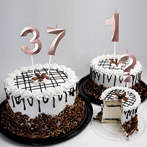 Birthday Candles Cake Number Candles - 2.76 INCHES Rose Gold Glitter Numeral Candles, Cake Topper Decorations for Birthdays, Weddings, Reunions, Theme Party, Candles Number (Birthday Candle 3)