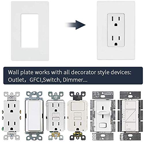 1-Gang Decora Screwless Wall Plates, Standard Size 1-Gang, Unbreakable Polycarbonate, Wall Plate, Switch Plate, Outlet Cover, screwless Switch cover (1-Gang Decora Wall Plates 10pack)