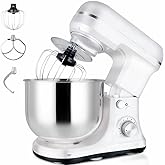 MURENKING Stand Mixer 5-QT, 6+P Speed Tilt-Head Food Mixer 300W Dough Mixer with Stainless Steel Bowl,Dough Hook,Flat Beater&
