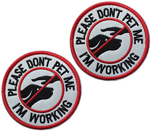 2 Pcs Service Dog Working Do Not Touch Tactical Morale Patch for Dog Vest Harness with Hook Loop Fastener - Please Do Not Pet Me I'm Working Badge