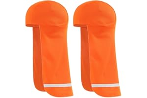 ULTECHNOVO 2 Pack Hard Hat Sun Shade with Reflective Strip, High Visibility Orange Cooling Skull Cap Neck Shield, Moisture Wi