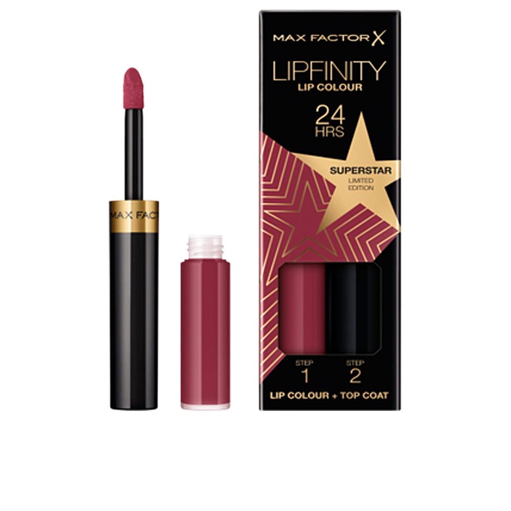 Max Factor Lipfinity Superstar, Long-Lasting, Two Step Lipstick, Vibrant Colour, Hydrating, Lasts 24 Hrs, Matte Lip Colour With Glossy Top Coat, 4.2g