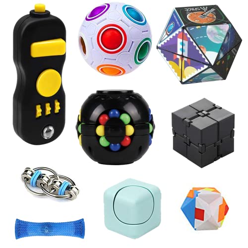 Fidget Toy Set 10 Pack, Magic Cube Fidget Rings Infinity Cube Fidget
