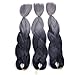 BACANA Ombre Braiding Hair 3 Packs (Black/Dark Grey) Synthetic Jumbo Braiding Hair Extension For Box Braids Hair Crochet Braids Twist 24 Inch