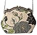 ilishop Women's Vintage Luxury Printing Beaded Women Handbag Evening Bag (Black)