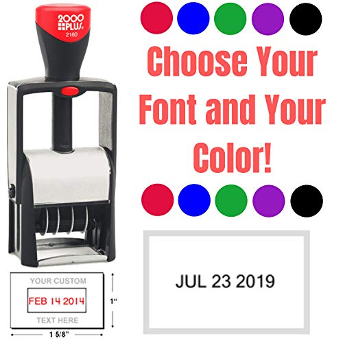 Heavy Duty 2020 Date Stamp with 2-3 Lines Custom Text - Self Inking Business Stamp
