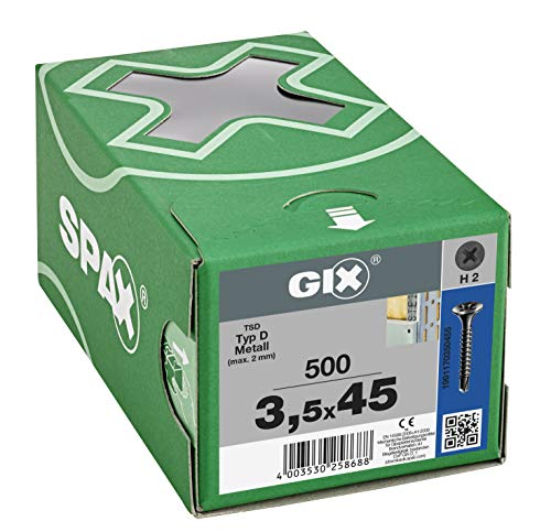 SPAX GIX-D Schnellbauschrauben 3,5 x 45 mm, Vollgewinde, 500 Stück, Bohrspitze, Kreuzschlitz-H2, Trompetenkopf… – Bild 6