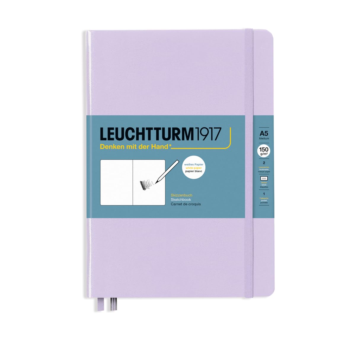 LEUCHTTURM1917 370356 Sketchbook Landscape (A5), Hardcover, 112 Pages (150 g/sqm), Plain, Lilac