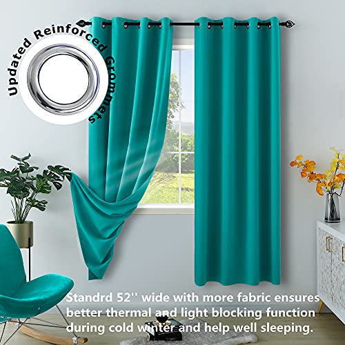Teal Curtains 84 Inch Length for Living Room Set of 2 Panels Grommet