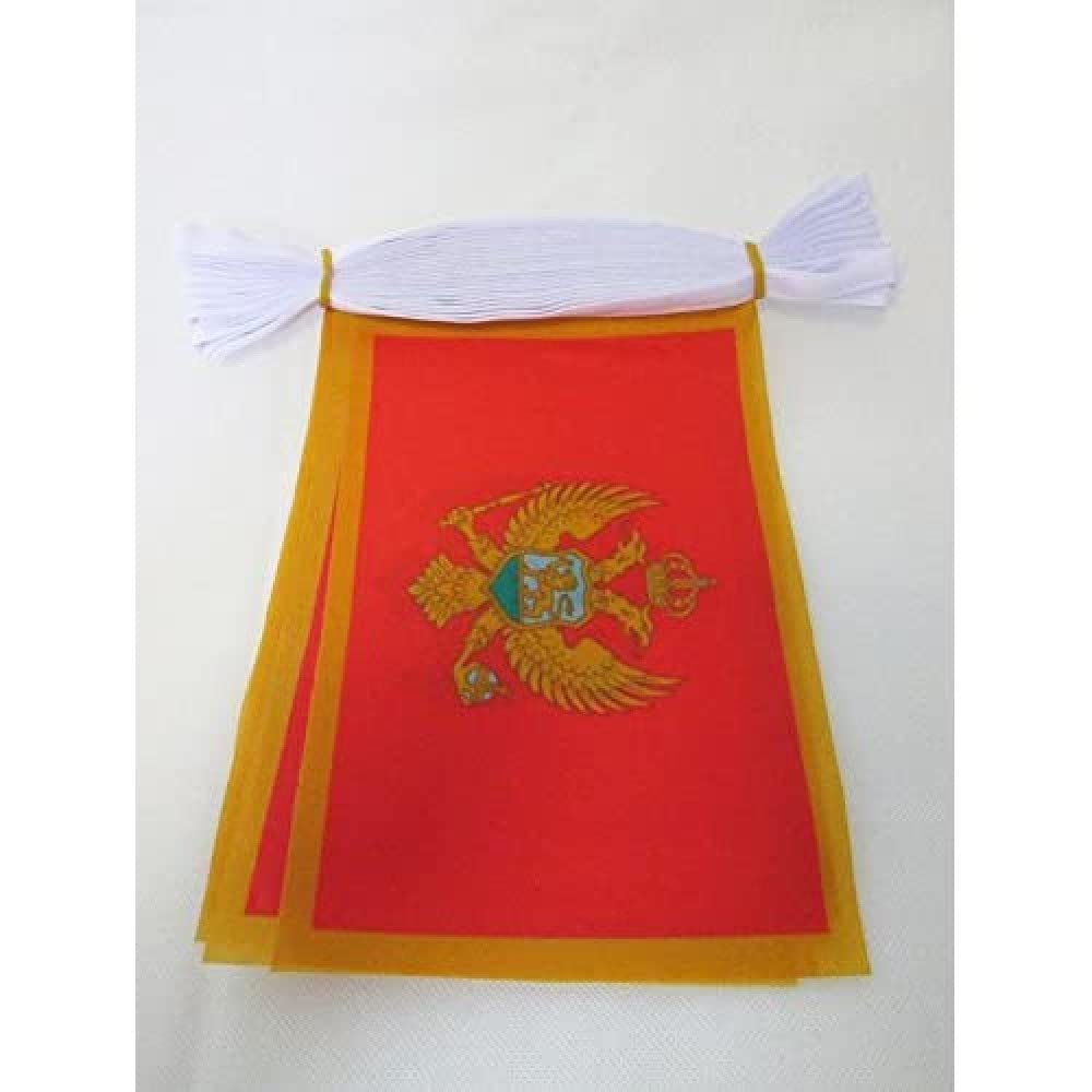AZ FLAG - Montenegro Bunting Flag - 40 Ft Garland with 20 Montenegrin Flags 18'' x 12'' - 100% Polyester String Pennant - 12 meters