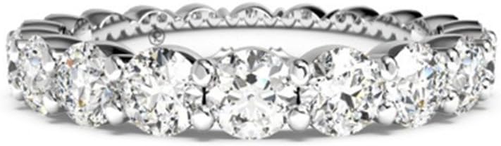 Round Cut Natural Moissanite Engagement Rings White Gold Finished Color H-I Clarity VVS1 Certified 1.80Ct Moissanite Eternity Band Genuine Moissanite Womens 925 Sterling Silver Rings